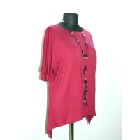 Tunika KIMONO dzianinowa z wydłużonymi bokami - bordowa